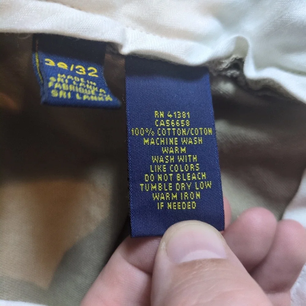 Polo Ralph Lauren Classic Fit Khaki Chino Pants Mens 38x32 Tan Cotton